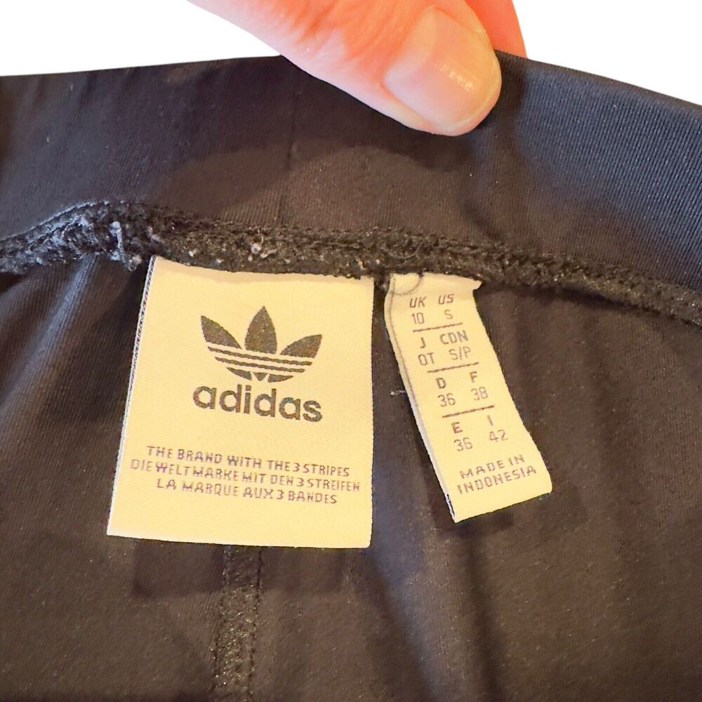 Adidas Womens Originals 3-Stripes Size S Black Leggings Sports Athleisure DH4195 - Picture 5 of 8